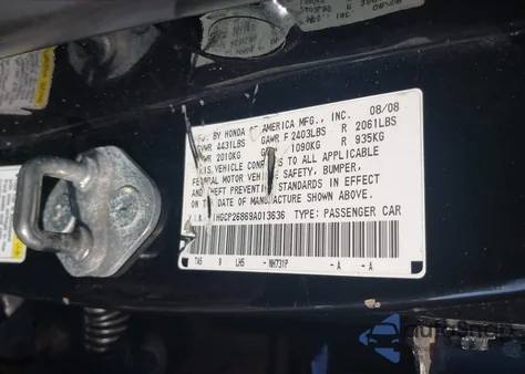 2009 Honda Accord 2.4 Ex-L z USA, uszkodzony, nr VIN 1HGCP26869A013636